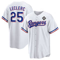 Texas Rangers #25 Jos¨¦ Leclerc White Puhics 2023 World Series Stitched Jersey