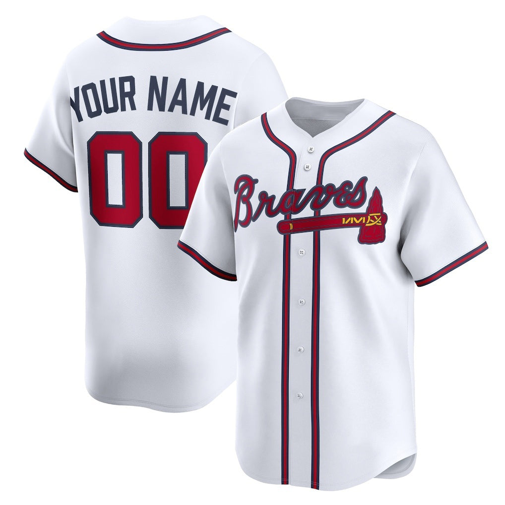 Custom Atlanta Braves White Puhics Home Limited Jersey