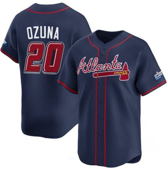 Atlanta Braves #20 Marcell Ozuna Navy Puhics 2025 Speedway Classic Alternate Limited Stitched Jersey