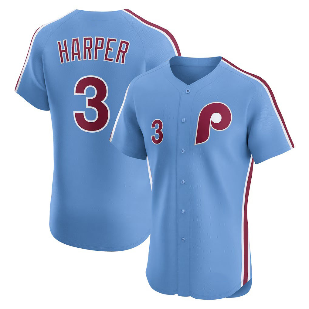 Philadelphia Phillies #3 Bryce Harper Light Blue Puhics Alternate Elite Jersey