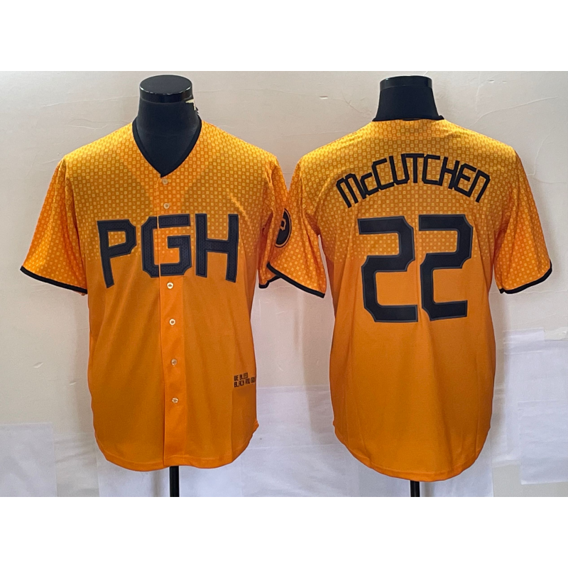Pittsburgh Pirates #22 Andrew McCutchen Gold Puhics 2023 City Connect Stitched Jersey