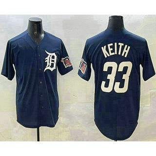 Detroit Tigers #33 Colt Keith Navy Puhics With Patch Cool Base Stitched Jersey 2