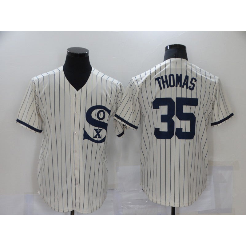 Chicago White Sox #35 Frank Thomas 2021 Cream Navy Puhics Field of Dreams Name Flex Base Stitched Jersey
