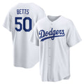 Los Angeles Dodgers #50 Mookie Betts White Puhics Home Replica Player Name Jersey