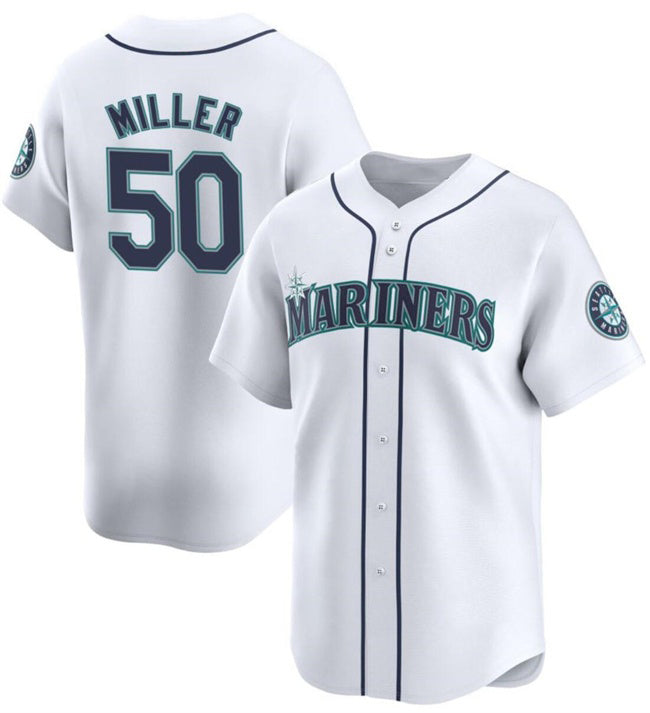 Seattle Mariners #50 Bryce Miller White Puhics Home Limited Stitched jersey