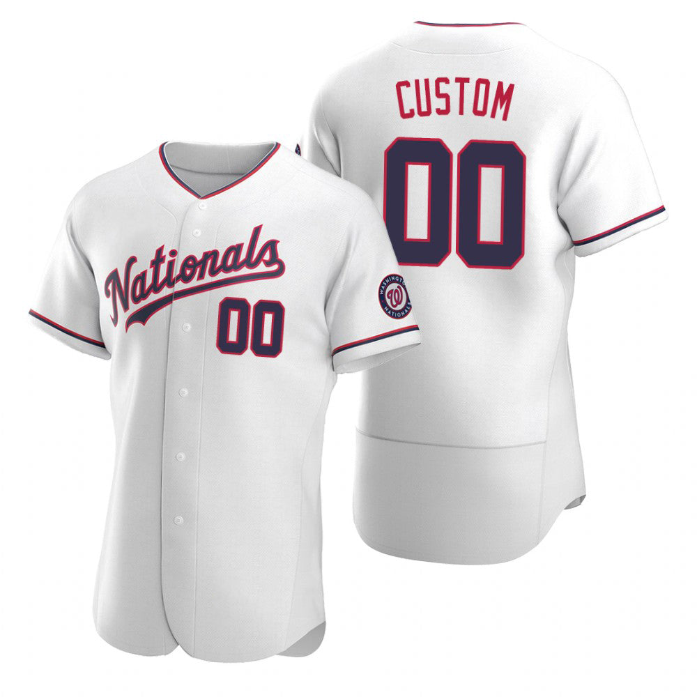Custom Washington Nationals White Puhics Stitched Flex Base Jersey