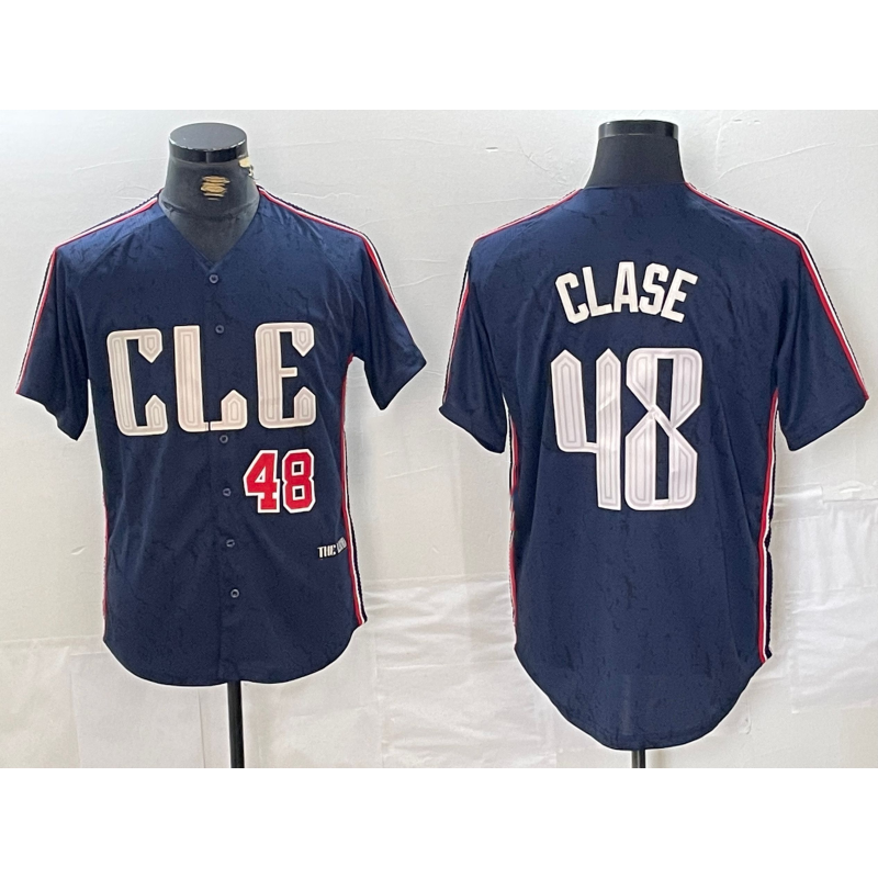 Cleveland Guardians #48 Emmanuel Clase Number Navy Puhics 2024 City Connect Limited Stitched Jersey