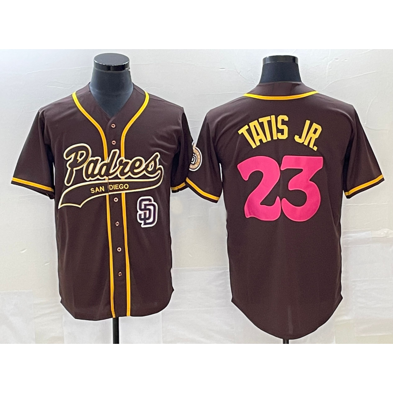 San Diego Padres #23 Fernando Tatis Jr Brown Puhics NEW 2023 City Connect Cool Base Stitched Jersey