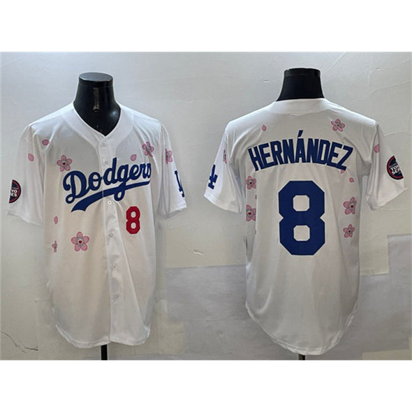 Los Angeles Dodgers #8 Enrique Hern¨¢ndez White Puhics 2025 Tokyo Series Limited Stitched Jersey