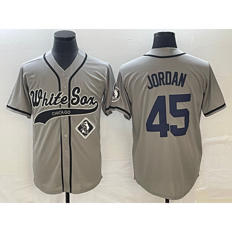 Chicago White Sox #45 Michael Jordan Grey Puhics Cool Base Stitched Jersey 2