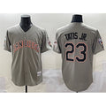 San Diego Padres #23 Fernando Tatis Jr. Gray Puhics Fashion Throwback With Patch Cool Base Stitched Jersey