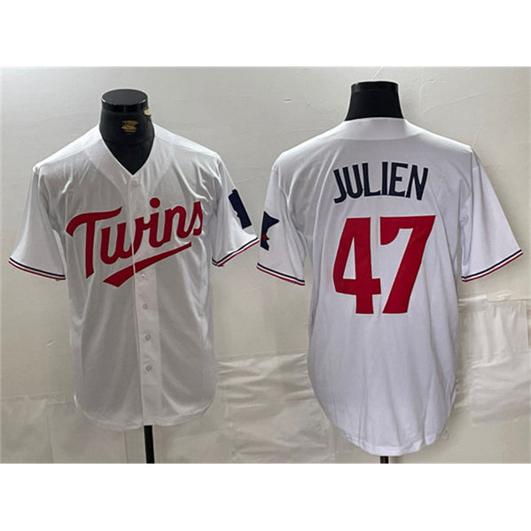 Minnesota Twins #47 Edouard Julien White Puhics Cool Base Stitched Jerseys