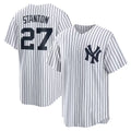 New York Yankees #27 Giancarlo Stanton White Puhics Home Replica Player Name Jersey