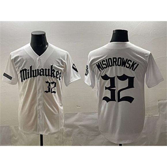 Milwaukee Brewers #32 Jacob Misiorowski White Puhics 'Gothic 414 Shadows Edition' Vapor Premier Limited Stitched Jersey