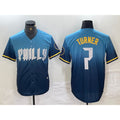Philadelphia Phillies #7 Trea Turner Blue Puhics 2024 City Connect Limited Stitched Jersey