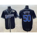 Los Angeles Dodgers #50 Mookie Betts Black Puhics Fashion 2025 World Series Cool Base Stitched Jersey