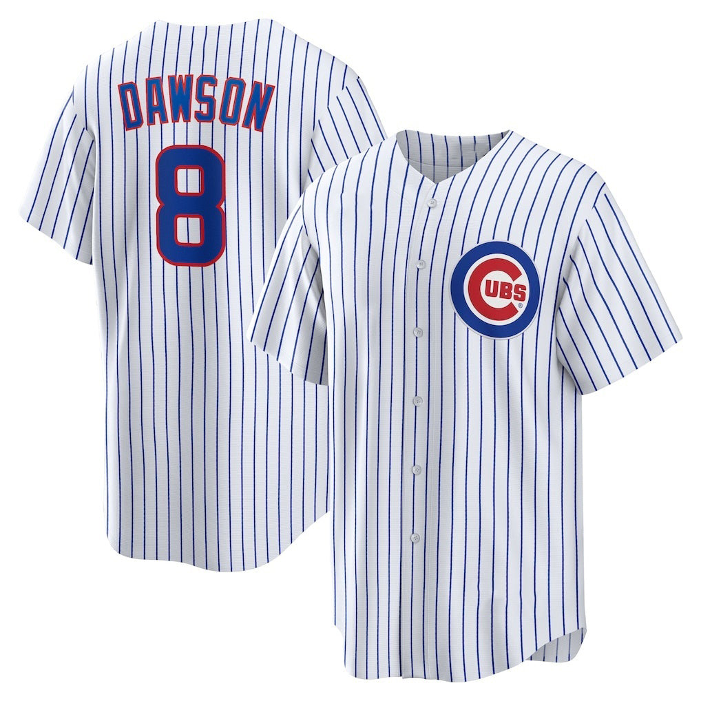 Chicago Cubs #8 Andre Dawson White Puhics Home Retired Player Replica Jersey