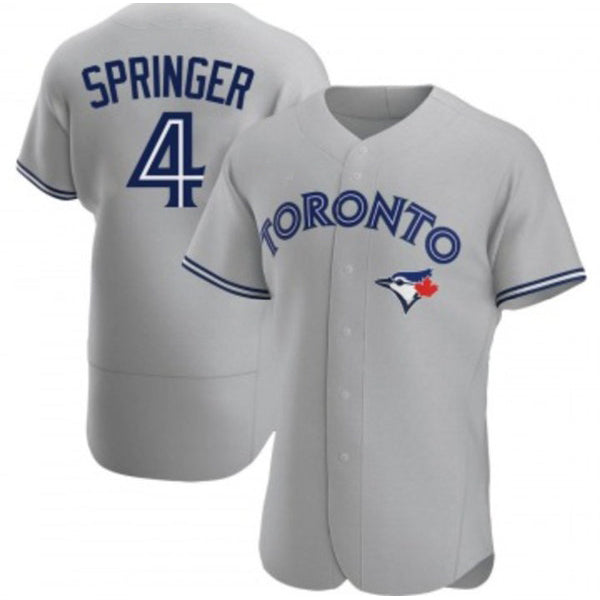 Toronto Blue Jays #4 George Springer Gray Puhics Flex Base Stitched Jersey