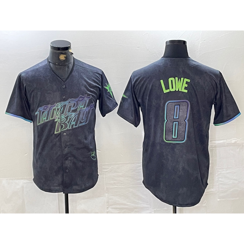 Tampa Bay Rays #8 Brandon Lowe Charcoal Puhics 2024 City Connect Limited Cool Base Jersey