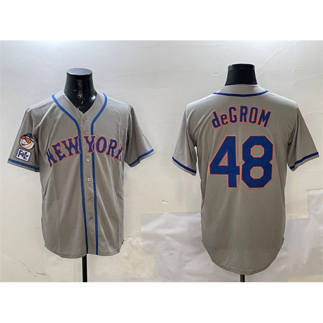 New York Mets #48 Jacob DeGrom Grey Puhics 2025 Spring Training Cool Base Stitched Jersey