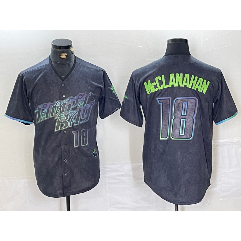 Tampa Bay Rays #18 Shane McClanahan Number Charcoal Puhics 2024 City Connect Limited Stitched Jersey 2