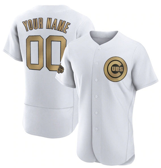 Custom Chicago Cubs Active Player White Puhics 2022 All-Star Flex Base Stitched Jersey
