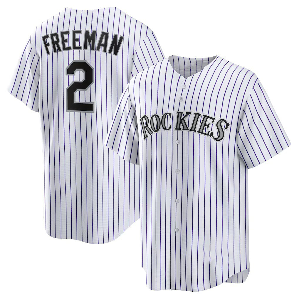 Colorado Rockies #2 Tyler Freeman White Puhics Home Replica Jersey