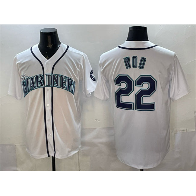 Seattle Mariners #22 Bryan Woo White Puhics Cool Base Stitched Jersey