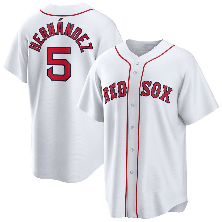 Boston Red Sox #5 Enrique Hernandez White Puhics Home Replica Player Jerseys