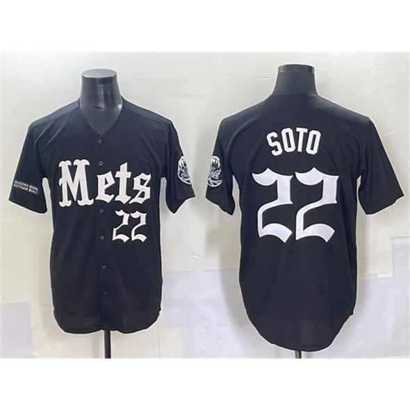 New York Mets #22 Juan Soto Black Puhics 'Gotham Gothic Edition' Vapor Premier Limited Stitched Jersey