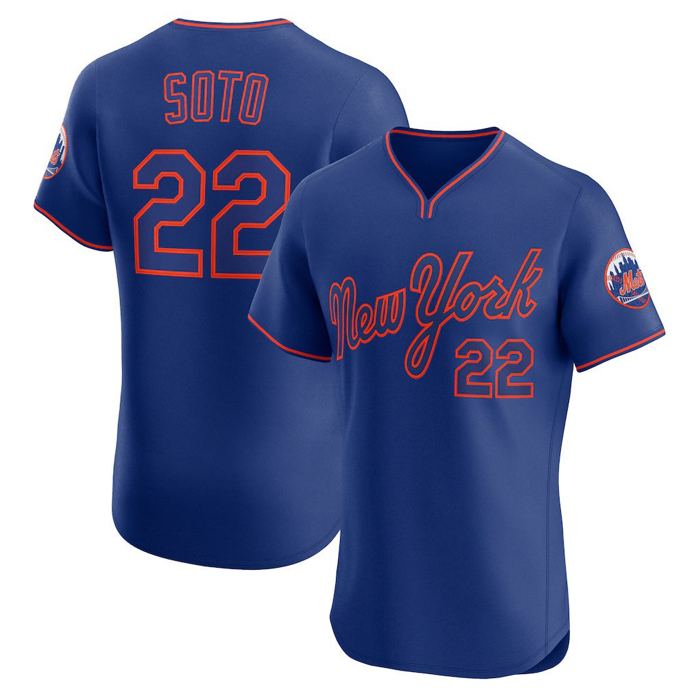 New York Mets #22 Juan Soto Royal Puhics Alternate 2 Elite Jersey
