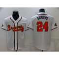 Atlanta Braves #24 Deion Sanders 2022 White Gold Puhics World Series Champions Program Cool Base Stitched Jersey
