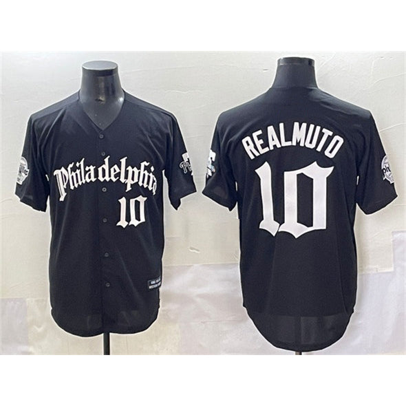 Philadelphia Phillies #10 J.T. Realmuto Black Puhics Gothic Vapor Limited Stitched Jersey