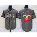 Houston Astros #30 Kyle Tucker Number Grey Puhics Gridiron Cool Base Stitched Jersey