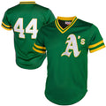 Oakland Athletics #44 Reggie Jackson Mitchell & Ness Green Puhics Authentic Batting Practice Jersey