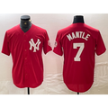 New York Yankees #7 Mickey Mantle Red Puhics Fashion Cool Base Jersey