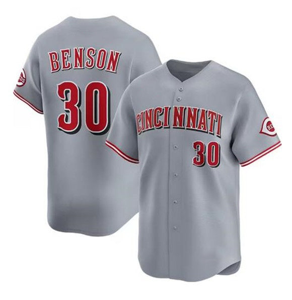 Cincinnati Reds #30 Will Benson Gray Puhics Road Limited Stitched Jersey