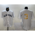New York Yankees #3 Babe Ruth White Puhics Pinstripe Without Name Fashion Cool Base Jersey 2