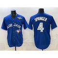 Toronto Blue Jays #4 George Springer Navy Puhics 2025 World Series Home Cool Base Stitched Jersey