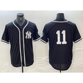 New York Yankees #11 Anthony Volpe No Name Black White Puhics Cool Base Stitched Jersey