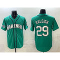 Seattle Mariners #29 Cal Raleigh Aqua Puhics With 2025 AL West Division Champions Patch Limited Stitched jersey