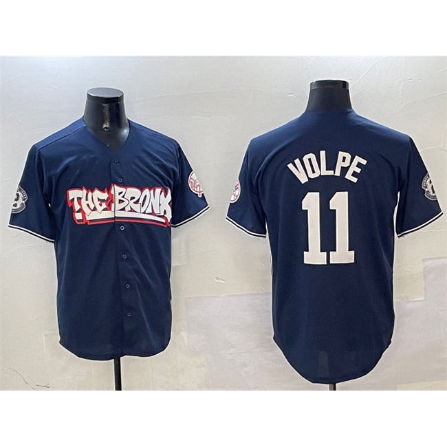 New York Yankees #11 Anthony Volpe Navy Puhics Bronx Graffiti Vapor Limited Stitched Jersey