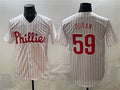 Philadelphia Phillies #59 Jhoan Dur¨¢n White Puhics Cool Base Stitched Jersey