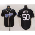 Los Angeles Dodgers #50 Mookie Betts Black White Puhics Cool Base Stitched Jersey