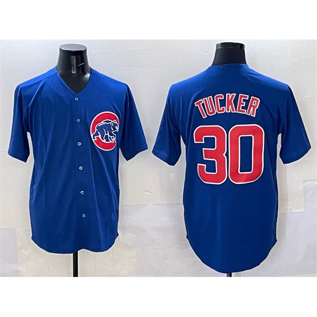 Chicago Cubs #30 Kyle Tucker Royal Puhics Cool Base Stitched Jersey