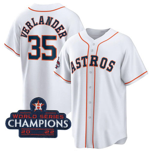 Houston Astros #35 Justin Verlander White Puhics 2022 World Series Champions Home Stitched Jersey