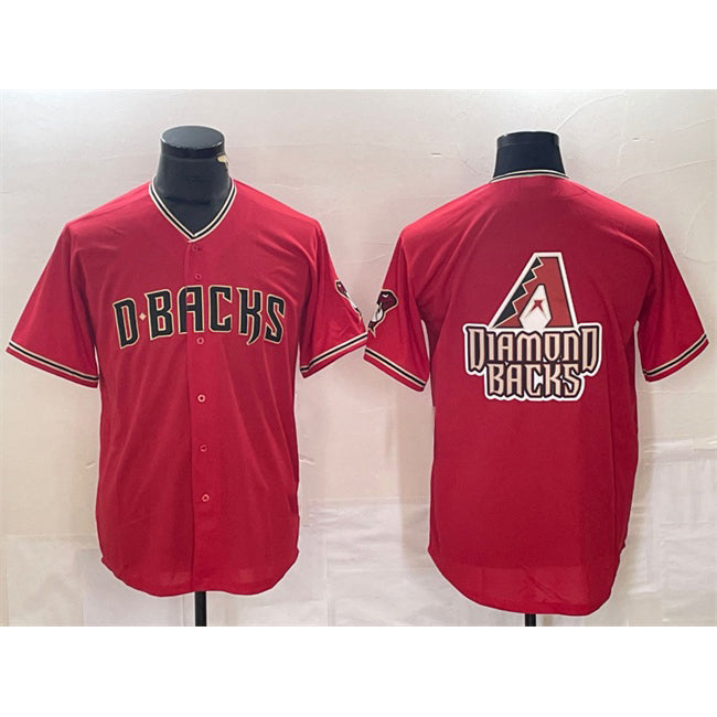 Arizona Diamondbacks Red Puhics Team Big Logo Cool Base Stitched Jerseys