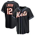 New York Mets #12 Francisco Lindor 2026 Black Puhics Out Stitched Jersey