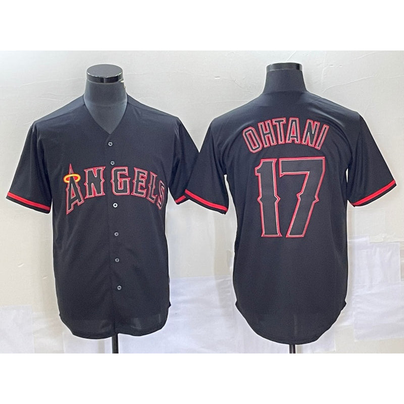 Los Angeles Angels #17 Shohei Ohtani Lights Out Black Puhics Fashion Cool base Jersey
