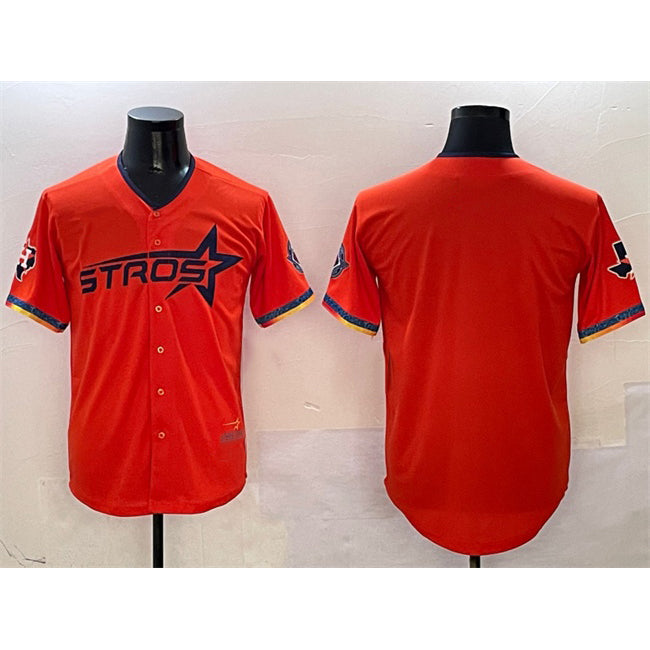 Houston Astros Blank Orange Puhics 2025 City Connect With Texas Patch Limited Stitched Jersey